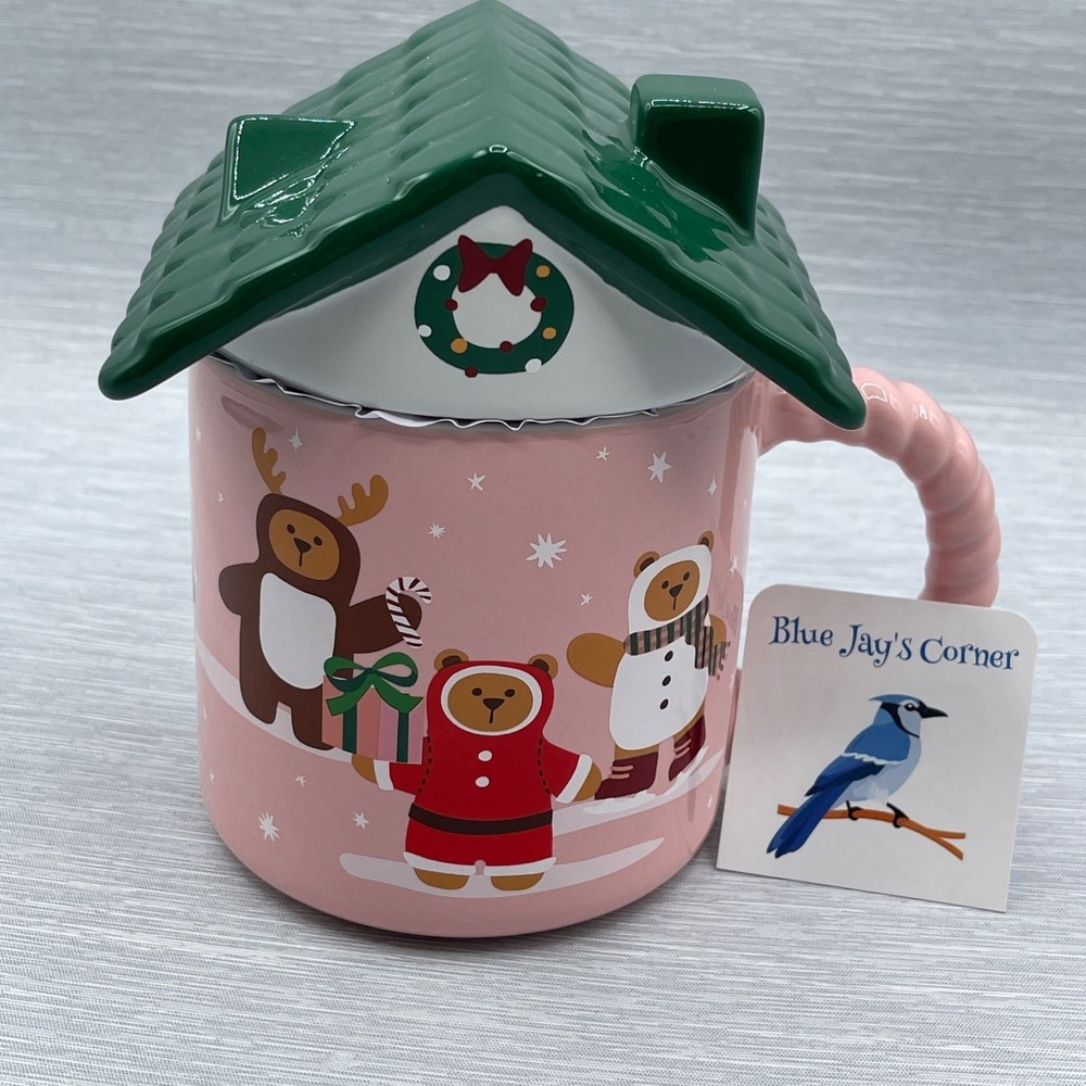 Starbucks Bearista Mug Ceramic 14oz House Cottage Lid Christmas Festive 2025